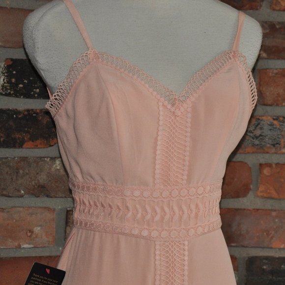 NWT New BeBe Crepe Maxi Tiered Peach Sleeveless Dress Hostess Summer 00 - Picture 2 of 8